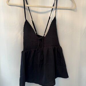Black Flowy Babydoll Cami with Crossed Back